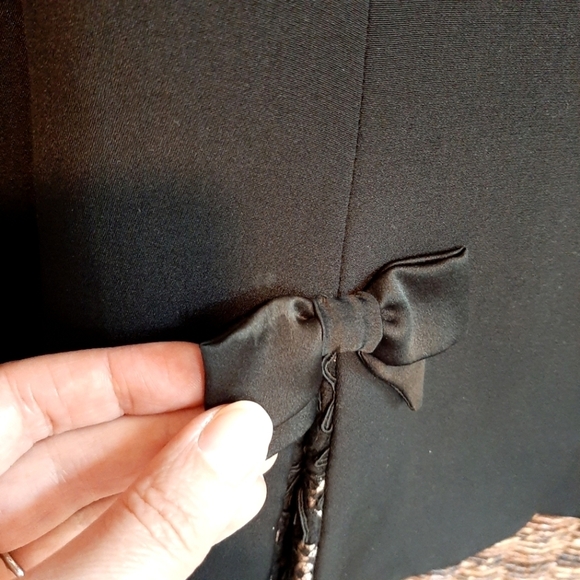 Louis Feraud Silk Blazer Black 38 6 Small Medium Bows Lace Formal French Chic - Picture 10 of 10